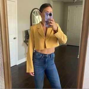 Lulus mustard cropped blazer jacket